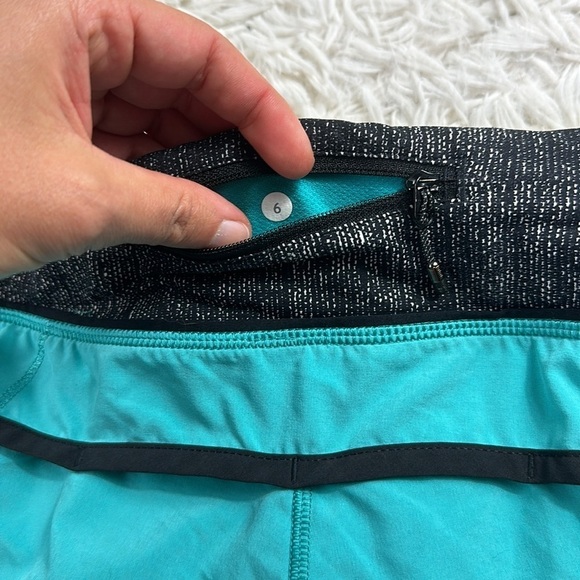 Lululemon Run: Speed Short *4-way Stretch Blue Tropics / Burlap Texture Black Du - Picture 4 of 5